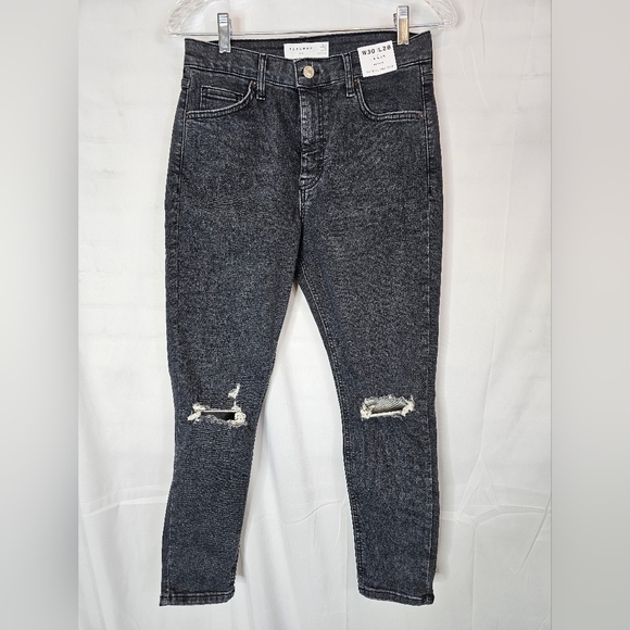 Topshop Denim - TOPSHOP Jamie Petite size 8 or 30×28 in washed black with distressed knees NWT